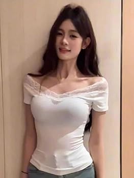 Amazon | [AYBTO] オフショルダー レース ビジュー カットソー